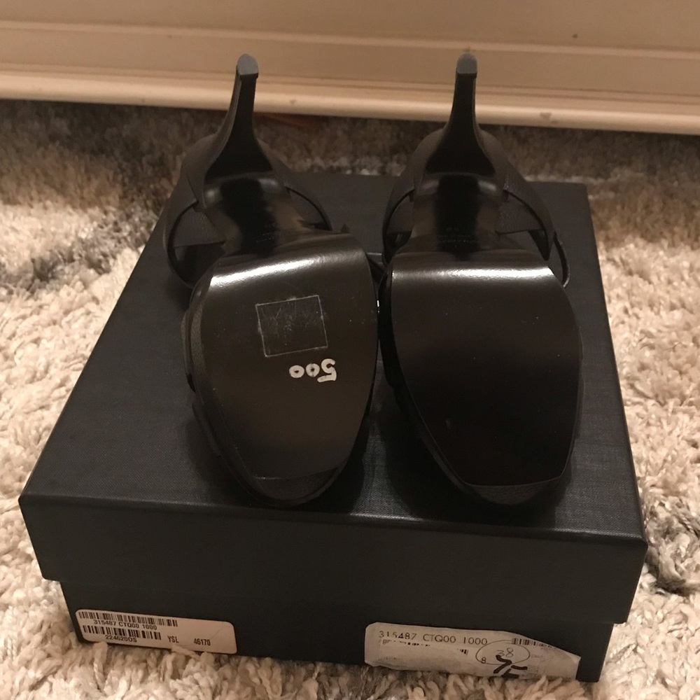 YSL Tribute Platform Pumps Black Leather Sz. 38 - Picture 8 of 8